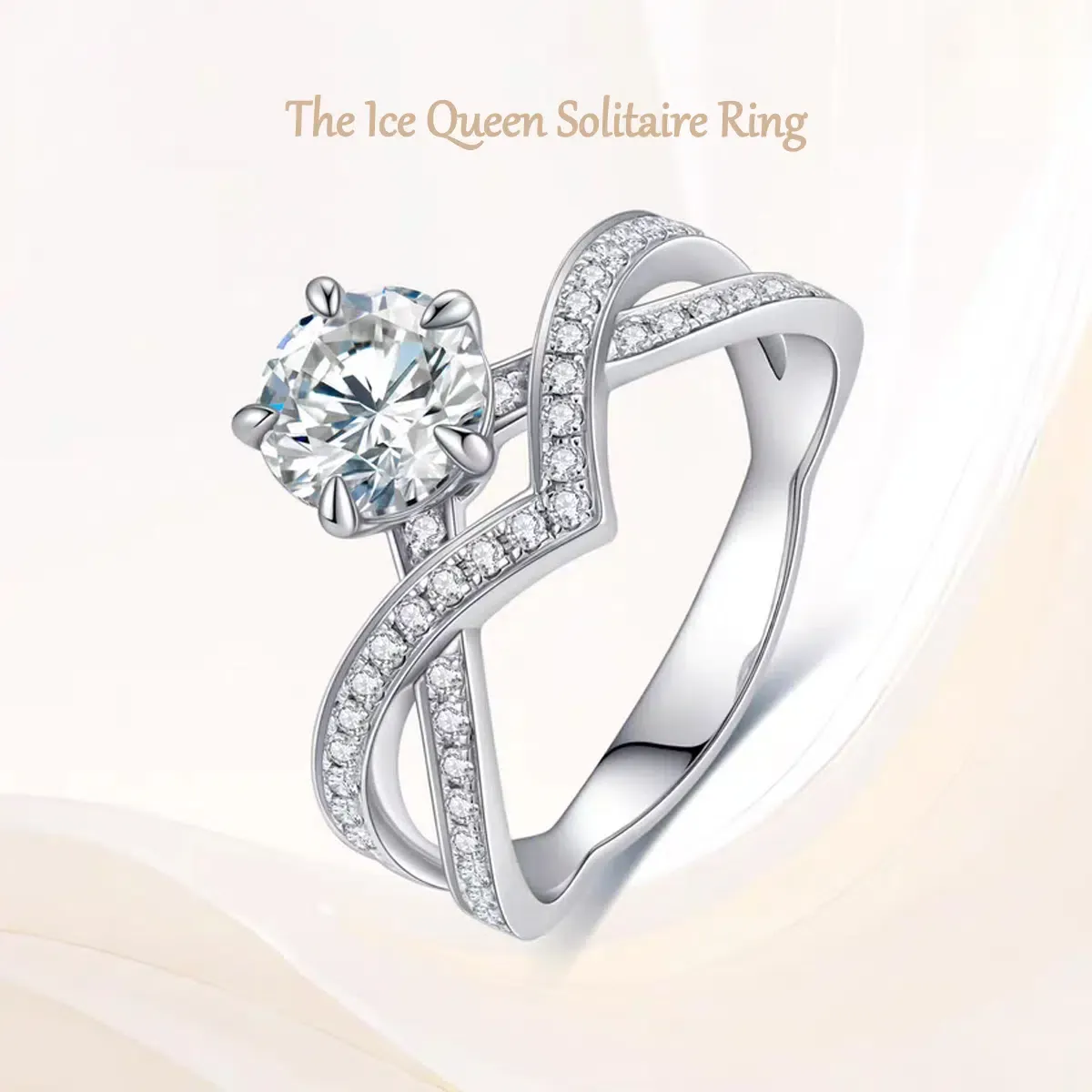  1 Ct Moissanite + Sterling S925 Silver | The Luna Crest Ring​ | Eternal Beauty Ring | The Best Present