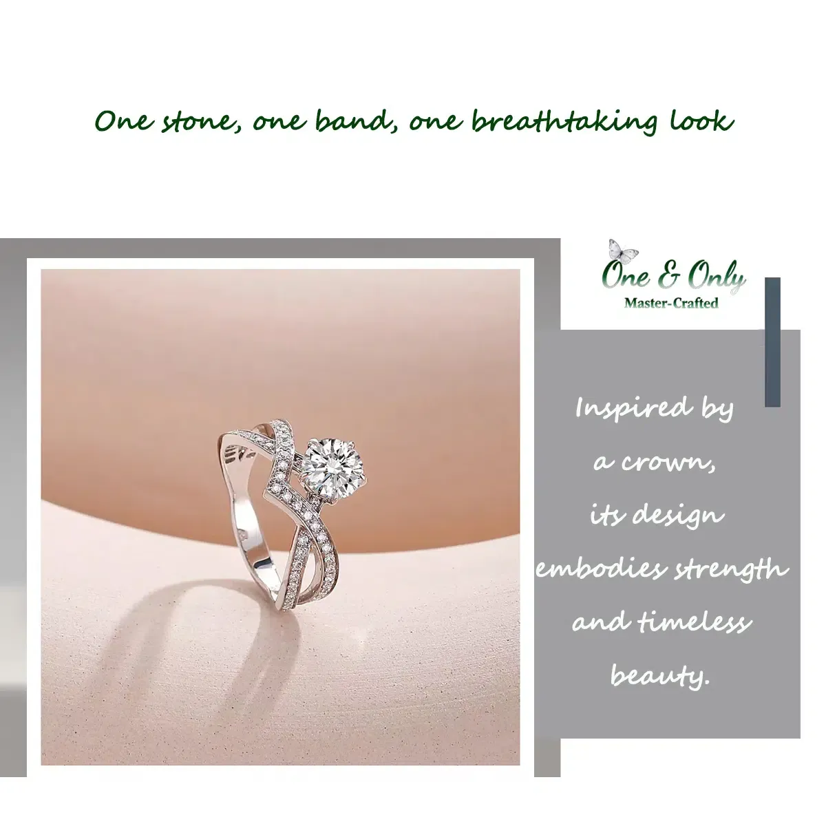  1 Ct Moissanite + Sterling S925 Silver | The Luna Crest Ring​ | Eternal Beauty Ring | The Best Present