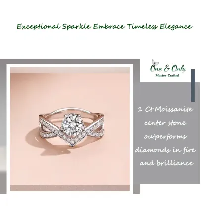  1 Ct Moissanite + Sterling S925 Silver | The Luna Crest Ring​ | Eternal Beauty Ring | The Best Present