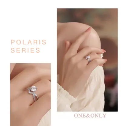  1 Ct Moissanite + Sterling S925 Silver | The Luna Crest Ring​ | Eternal Beauty Ring | The Best Present
