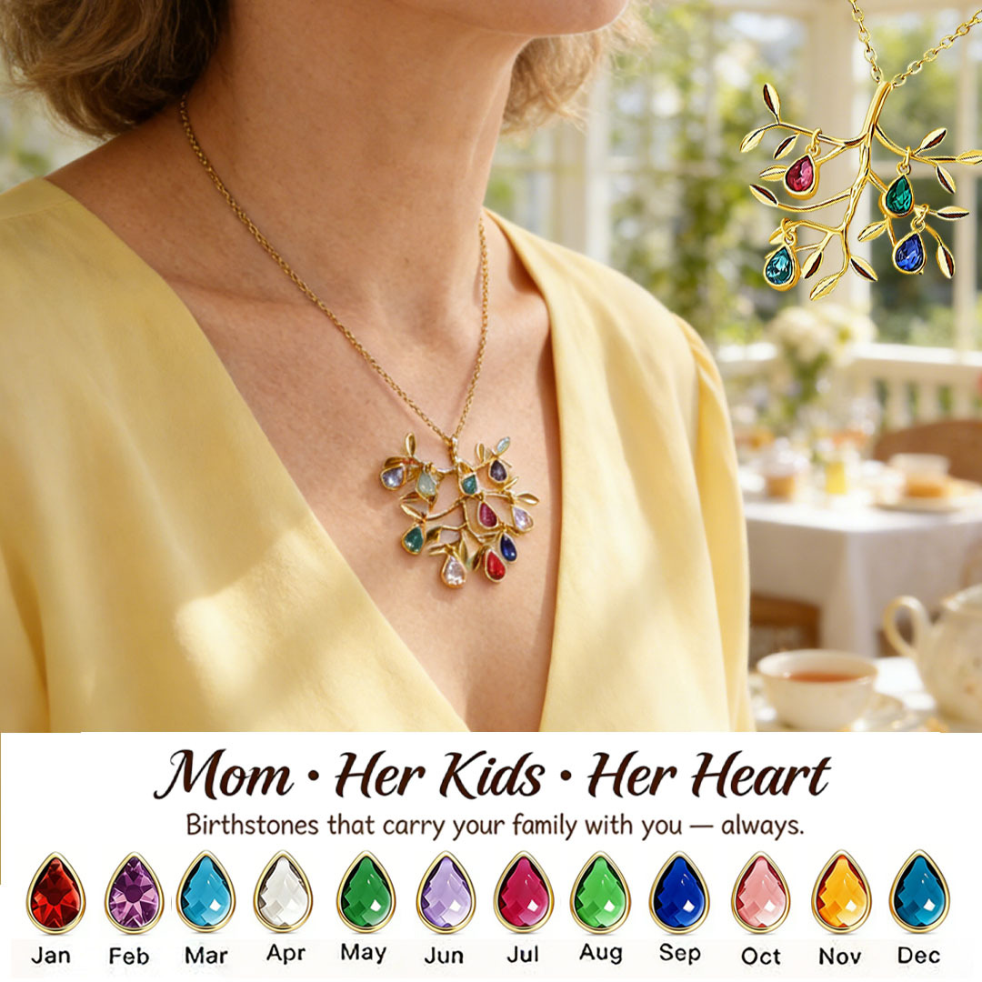 🌳Custom Tree of Life Necklace – Personalized Birthstones for Mom, Her Children & Husband