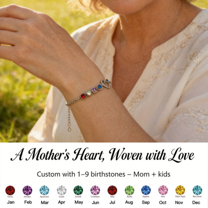 Grandma’s Heartbeat Heart Knot  Birthstones Bracelet 💝 A gift woven from her love, worn close to her heart.
