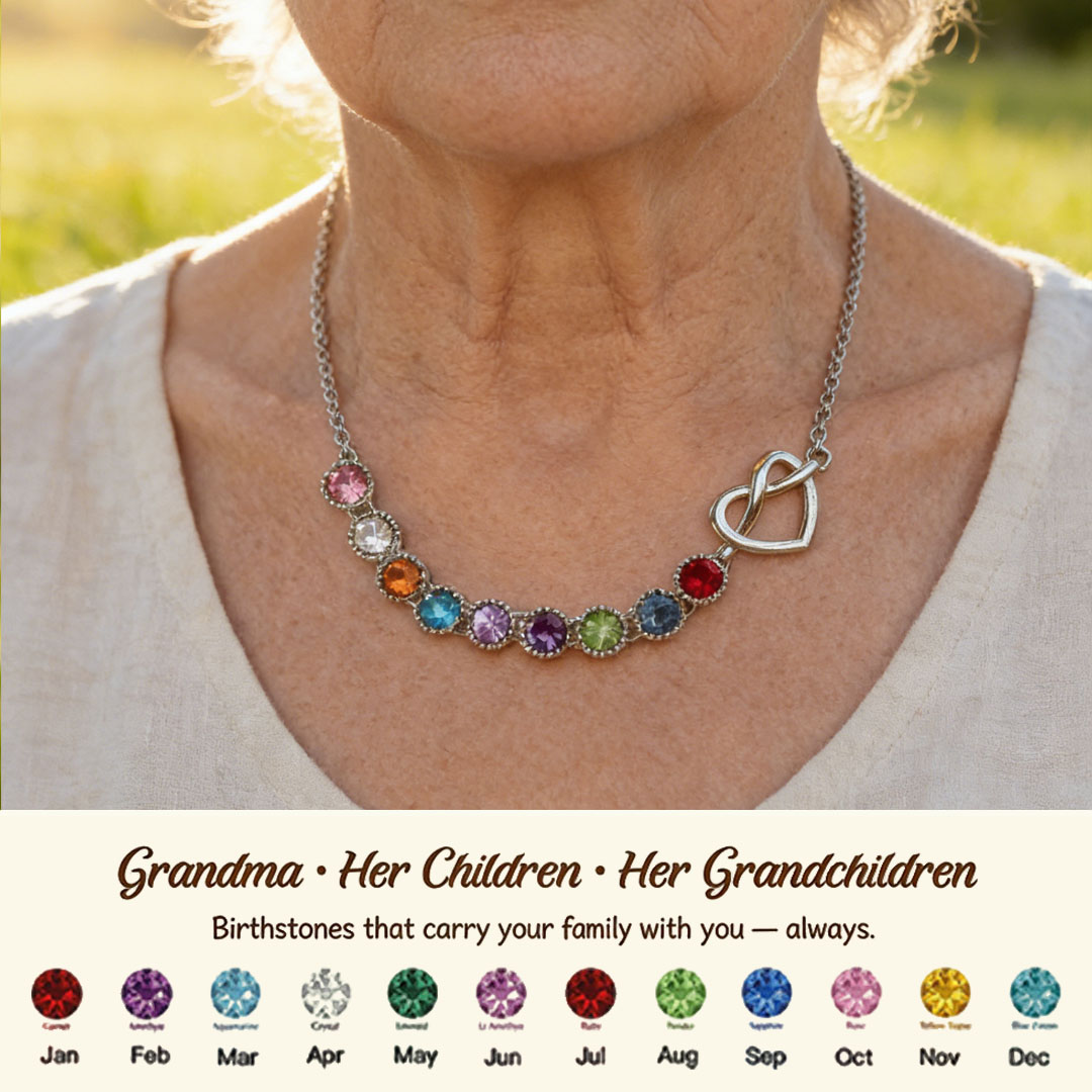 Grandma's Heartbeat Heart Knot Necklace 1-9 Birthstones 💝A gift woven from her love, worn close to her heart.