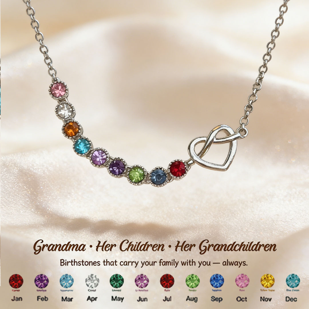 Grandma's Heartbeat Heart Knot Necklace 1-9 Birthstones 💝A gift woven from her love, worn close to her heart.