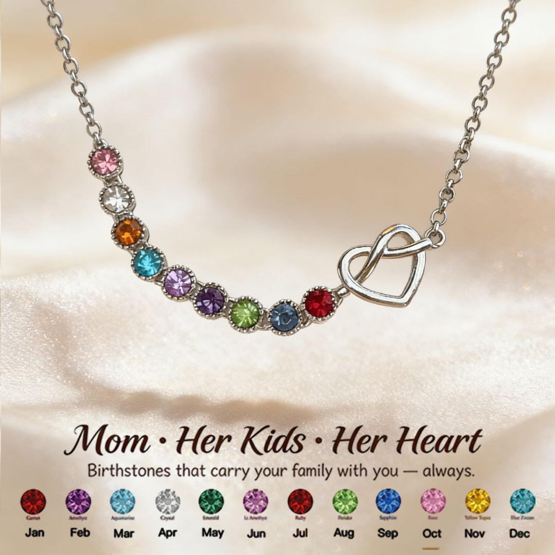  Mom’s Heartbeat Heart Knot Necklace 1-9 Birthstones💝A gift woven from her love, worn close to her heart.