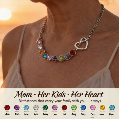  Mom’s Heartbeat Heart Knot Necklace 1-9 Birthstones💝A gift woven from her love, worn close to her heart.