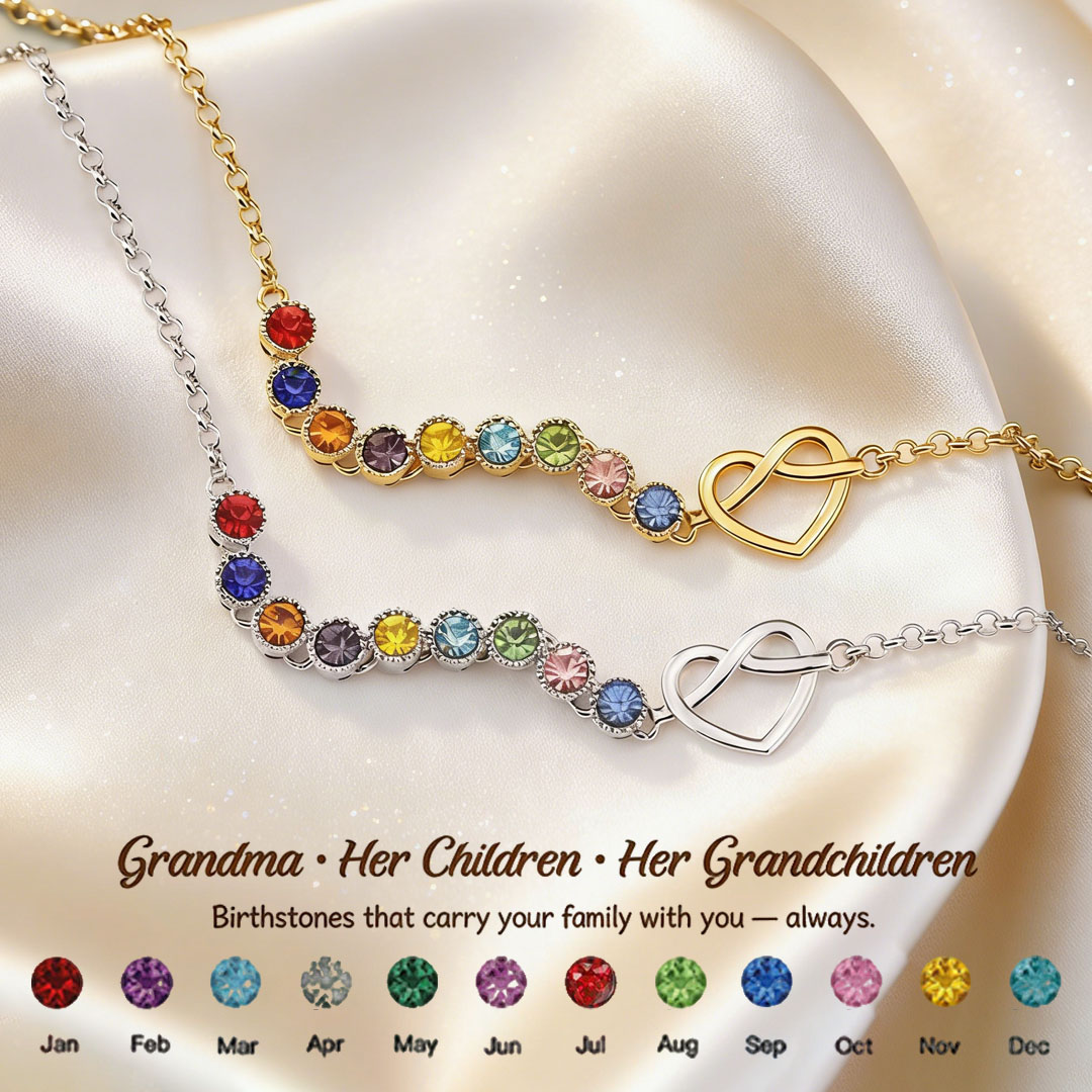 Grandma’s Heartbeat Heart Knot  Birthstones Bracelet 💝 A gift woven from her love, worn close to her heart.