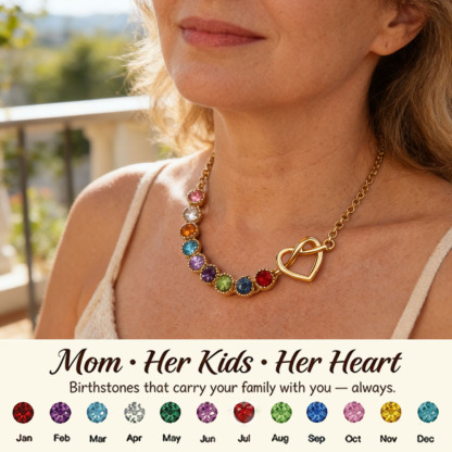  Mom’s Heartbeat Heart Knot Necklace 1-9 Birthstones💝A gift woven from her love, worn close to her heart.