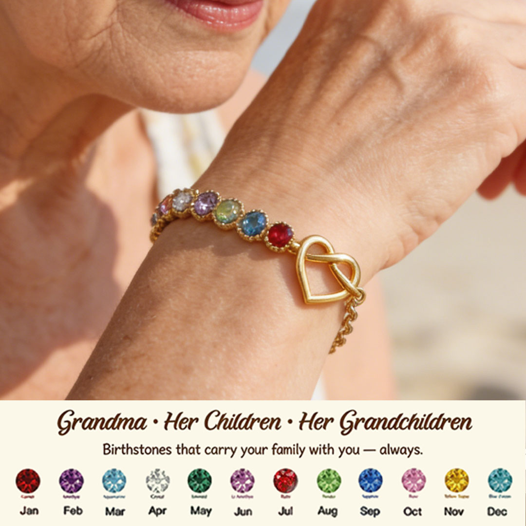 Grandma’s Heartbeat Heart Knot  Birthstones Bracelet 💝 A gift woven from her love, worn close to her heart.