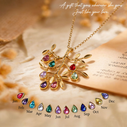🌳Custom Tree of Life Necklace – Personalized Birthstones for Mom, Her Children & Husband