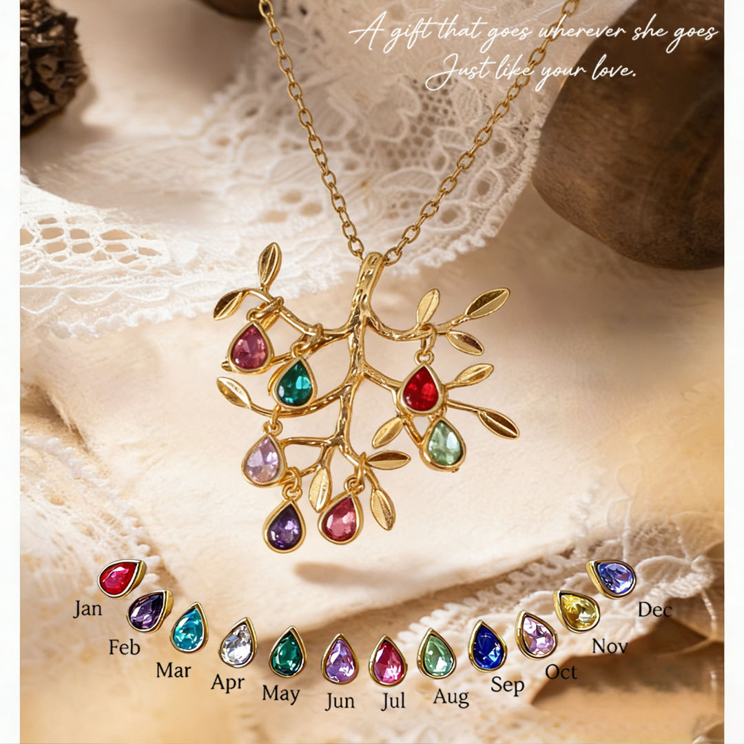 🌳Custom Tree of Life Necklace – Personalized Birthstones for Mom, Her Children & Husband