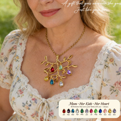 🌳Custom Tree of Life Necklace – Personalized Birthstones for Mom, Her Children & Husband