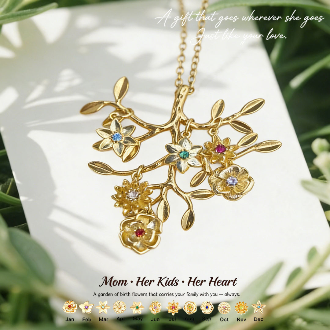 🌸 For Mom: The Tree in Full Bloom🌳Custom Tree of Life Necklace – Personalized Birthflowers for Mom, Her Children & Husband