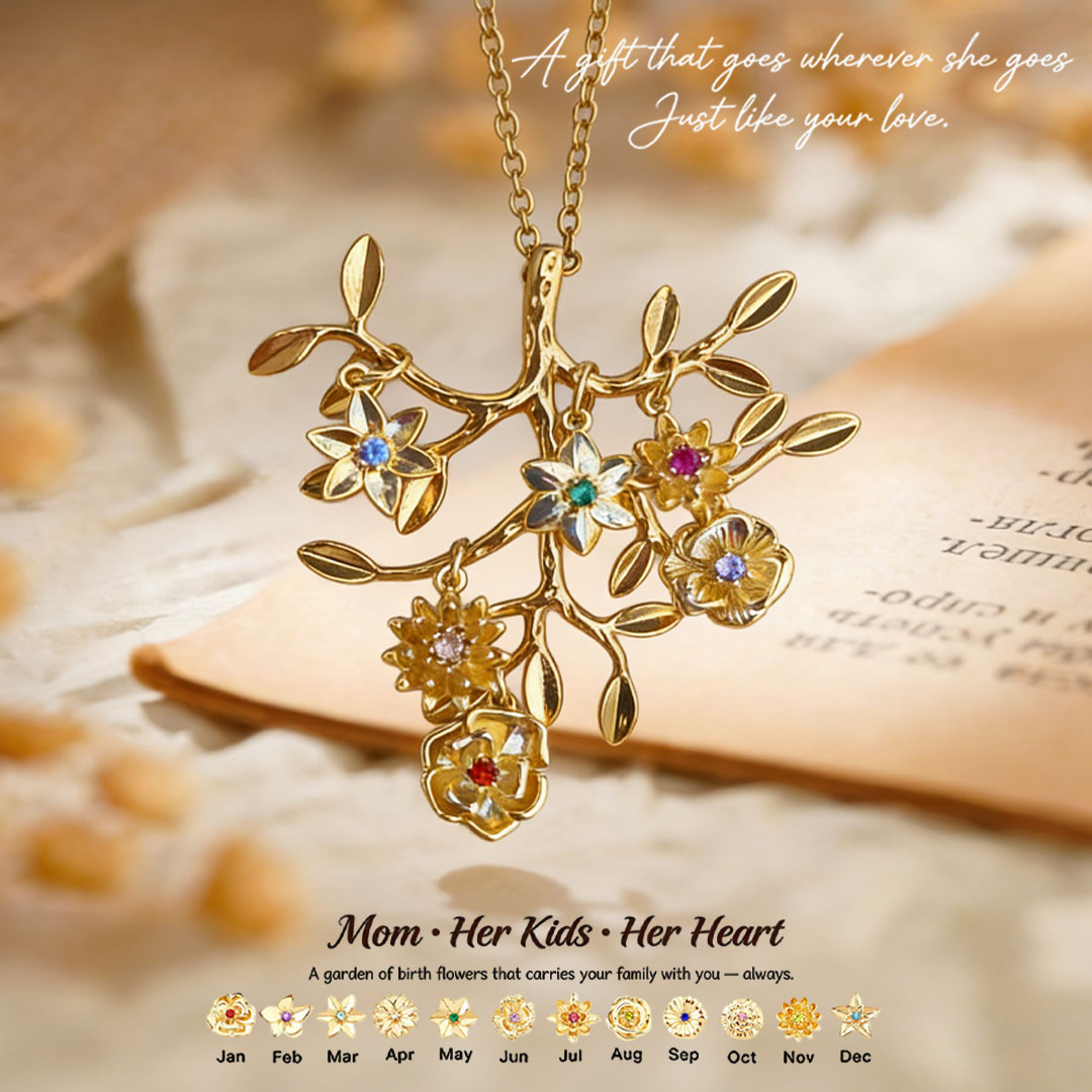 🌸 For Mom: The Tree in Full Bloom🌳Custom Tree of Life Necklace – Personalized Birthflowers for Mom, Her Children & Husband