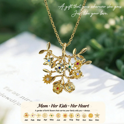 🌸 For Mom: The Tree in Full Bloom🌳Custom Tree of Life Necklace – Personalized Birthflowers for Mom, Her Children & Husband