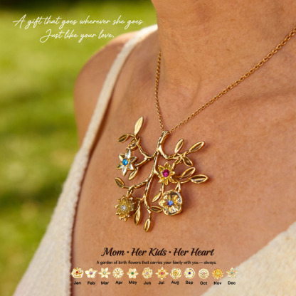 🌸 For Mom: The Tree in Full Bloom🌳Custom Tree of Life Necklace – Personalized Birthflowers for Mom, Her Children & Husband
