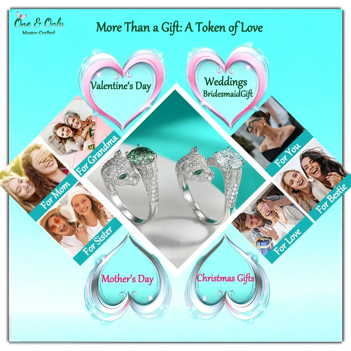 2ct Moissanite+Sterling S925 Silve | Spirit Leopard Statement Moissanite Ring | Bring you courage and strength | for Good Luck