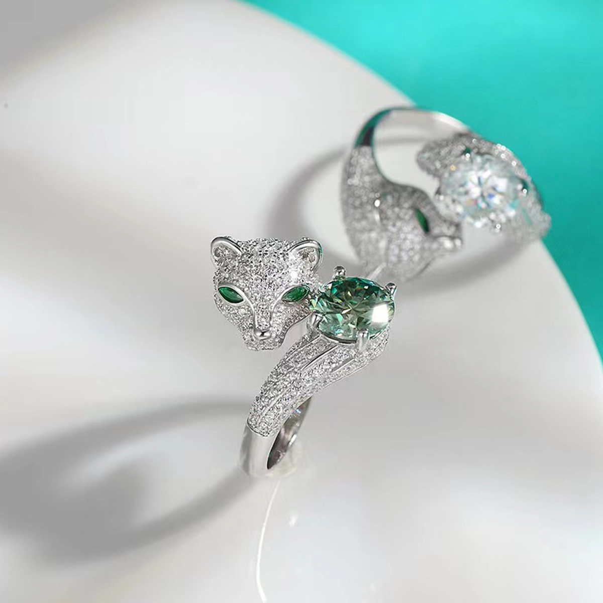 2ct Moissanite+Sterling S925 Silve | Spirit Leopard Statement Moissanite Ring | Bring you courage and strength | for Good Luck