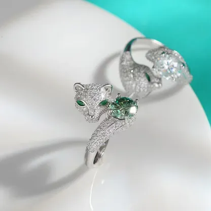 2ct Moissanite+Sterling S925 Silve | Spirit Leopard Statement Moissanite Ring | Bring you courage and strength | for Good Luck