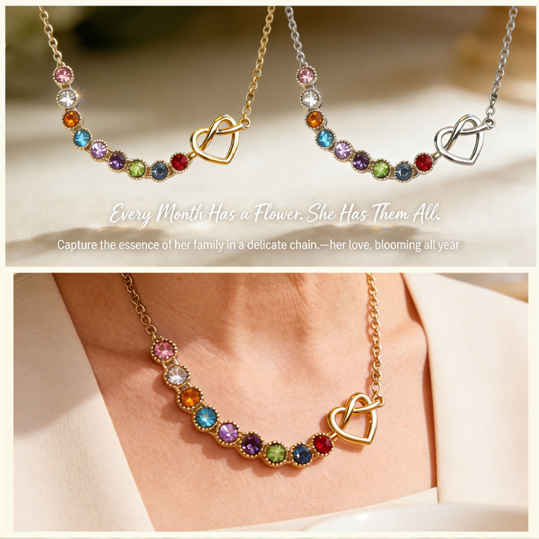 Grandma's Heartbeat Heart Knot Necklace 1-9 Birthstones 💝A gift woven from her love, worn close to her heart.
