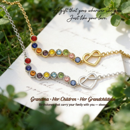 Grandma's Heartbeat Heart Knot Necklace 1-9 Birthstones 💝A gift woven from her love, worn close to her heart.