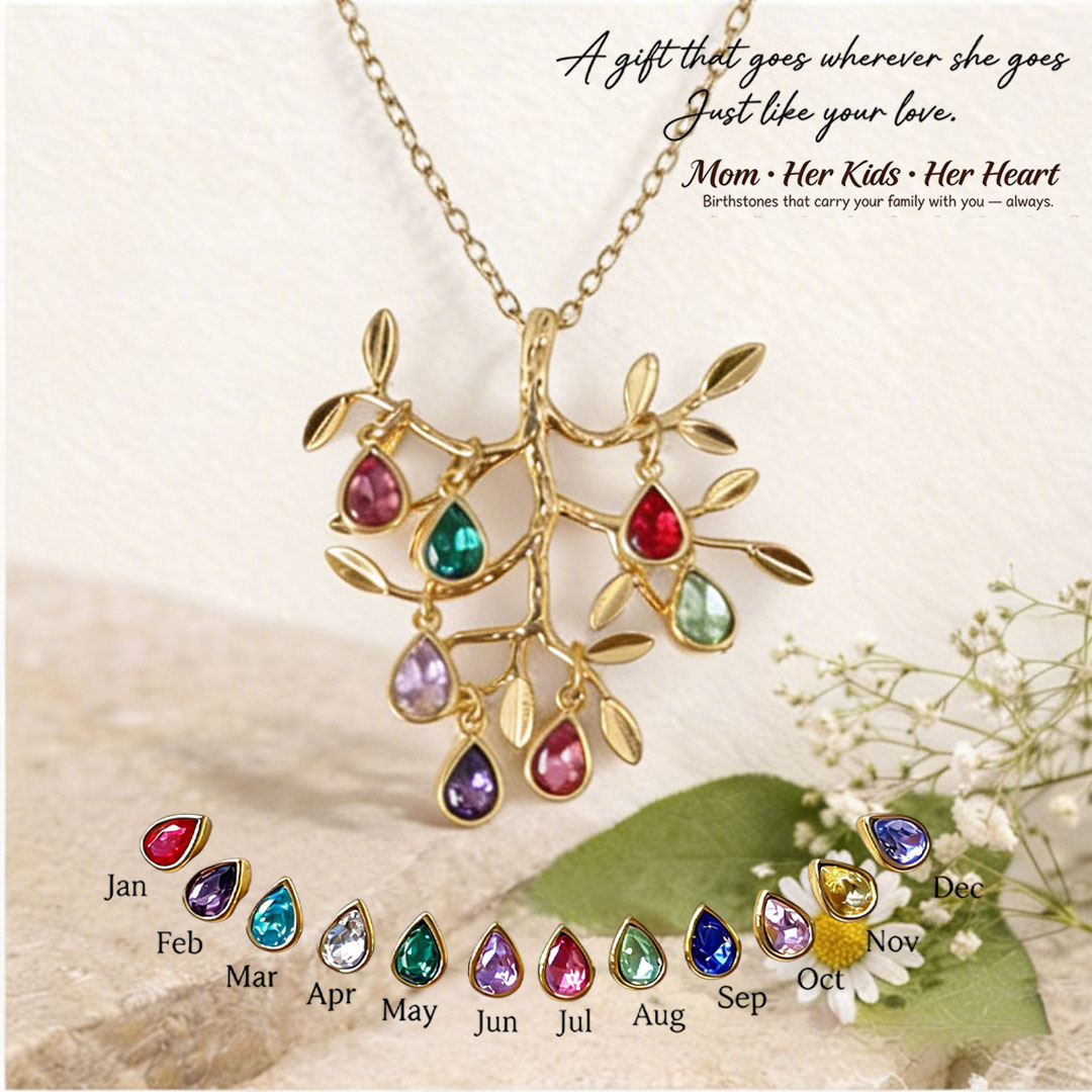 🌳Custom Tree of Life Necklace – Personalized Birthstones for Mom, Her Children & Husband