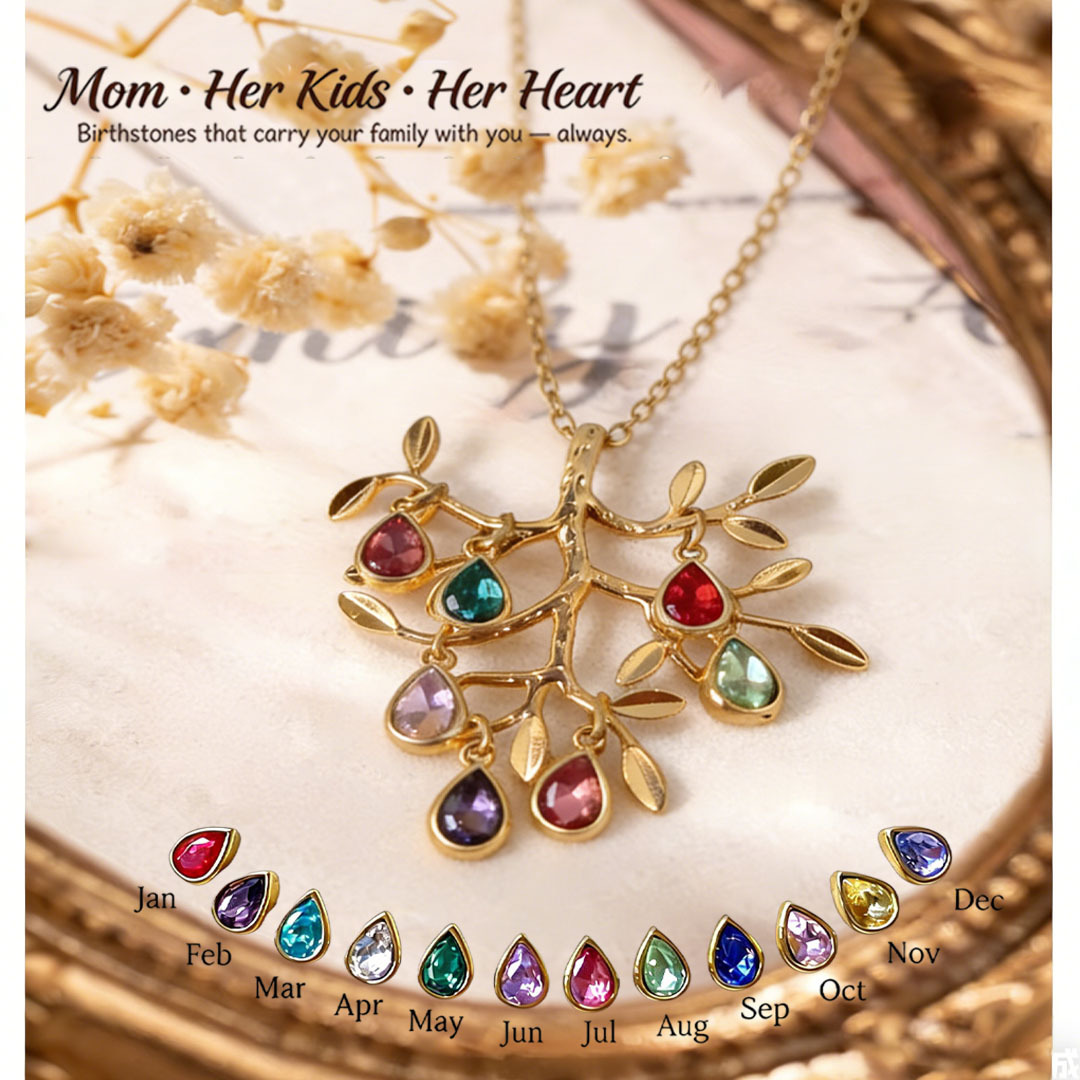 🌳Custom Tree of Life Necklace – Personalized Birthstones for Mom, Her Children & Husband