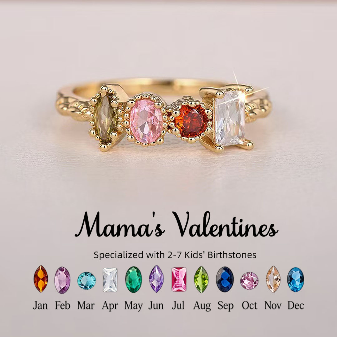 Personalized Multiple Stones Grandma & Mom Family Ring
