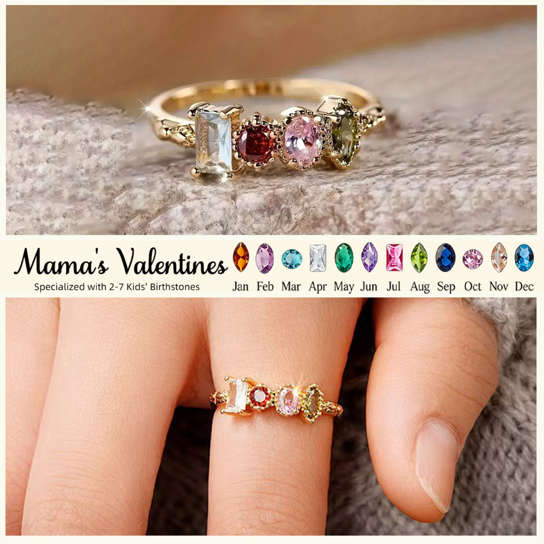 Personalized Multiple Stones Grandma & Mom Family Ring