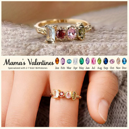 Personalized Multiple Stones Grandma & Mom Family Ring