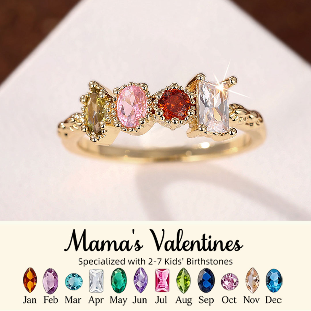 Personalized Multiple Stones Grandma & Mom Family Ring