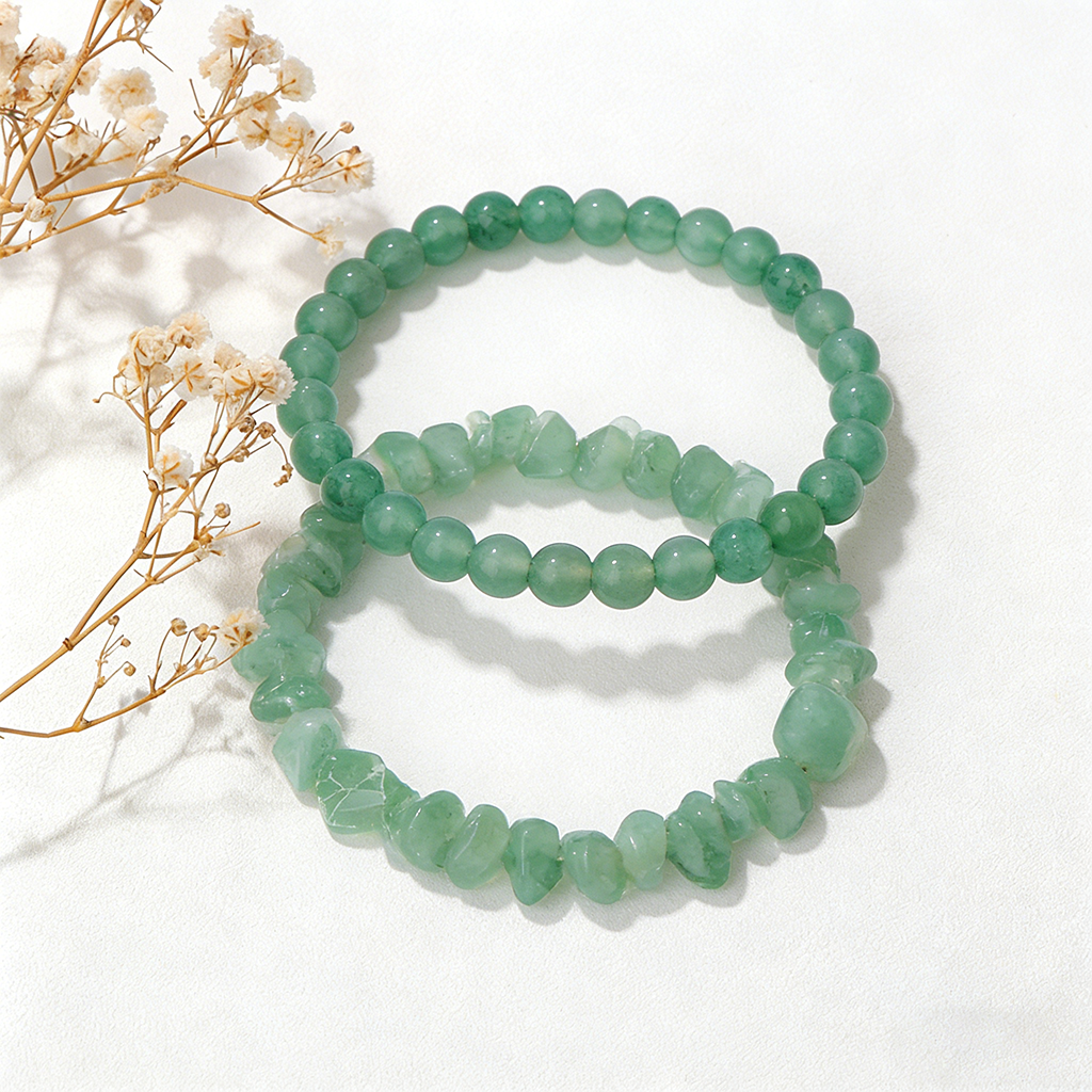 💚 Stackable Green Aventurine Bracelets Set – For Strength, Hope, and Unwavering Support