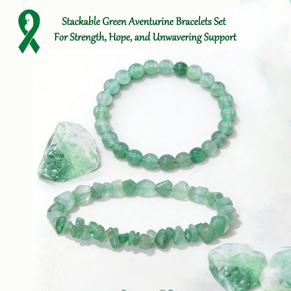 💚 Stackable Green Aventurine Bracelets Set – For Strength, Hope, and Unwavering Support