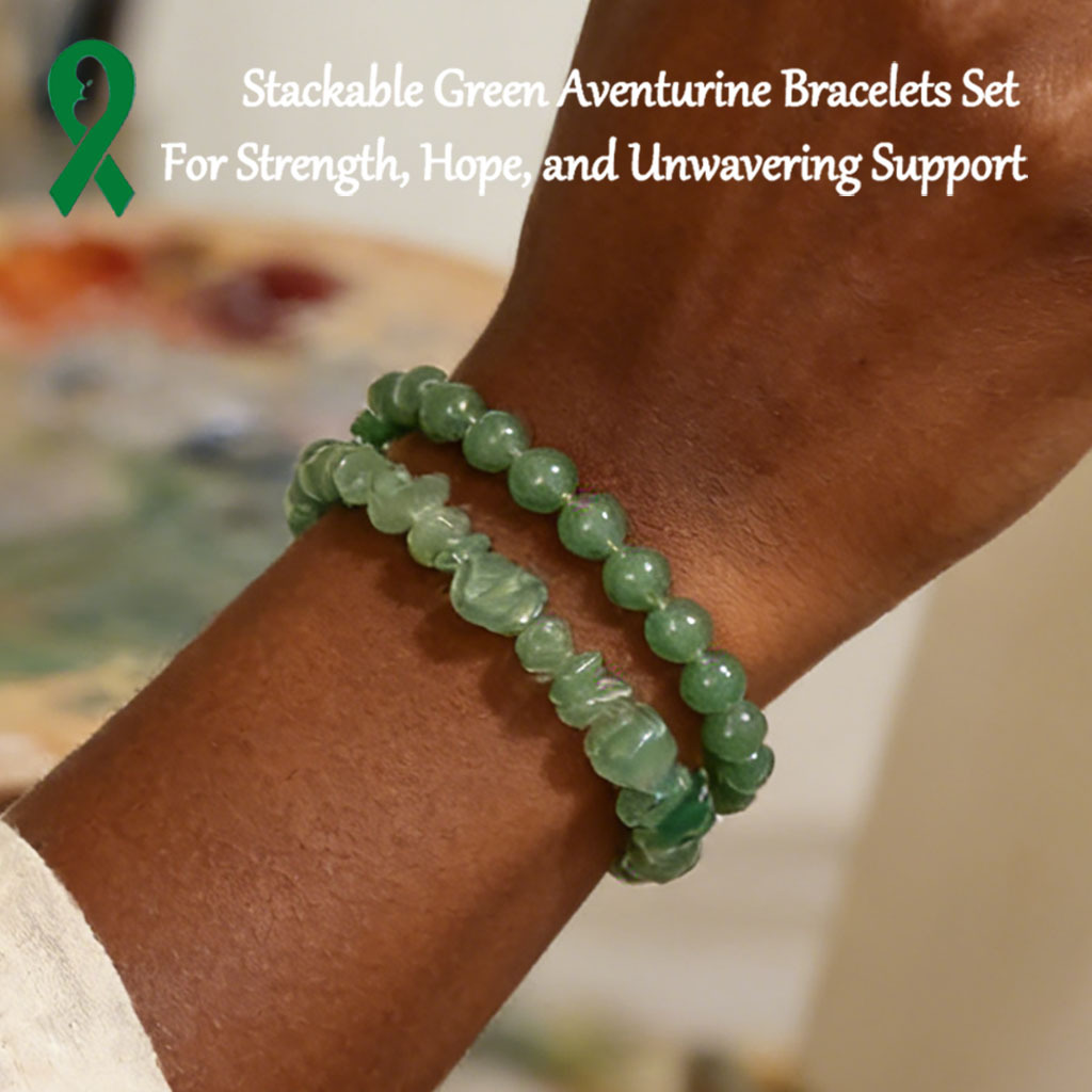 💚 Stackable Green Aventurine Bracelets Set – For Strength, Hope, and Unwavering Support