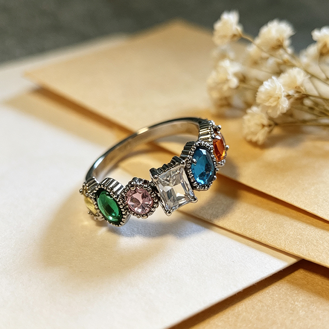 Personalized Multiple Stones Grandma & Mom Family Ring