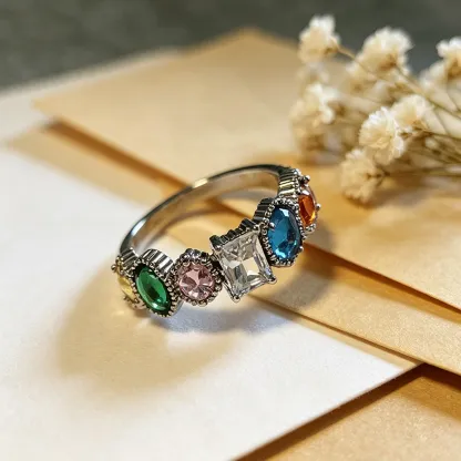 Personalized Multiple Stones Grandma & Mom Family Ring