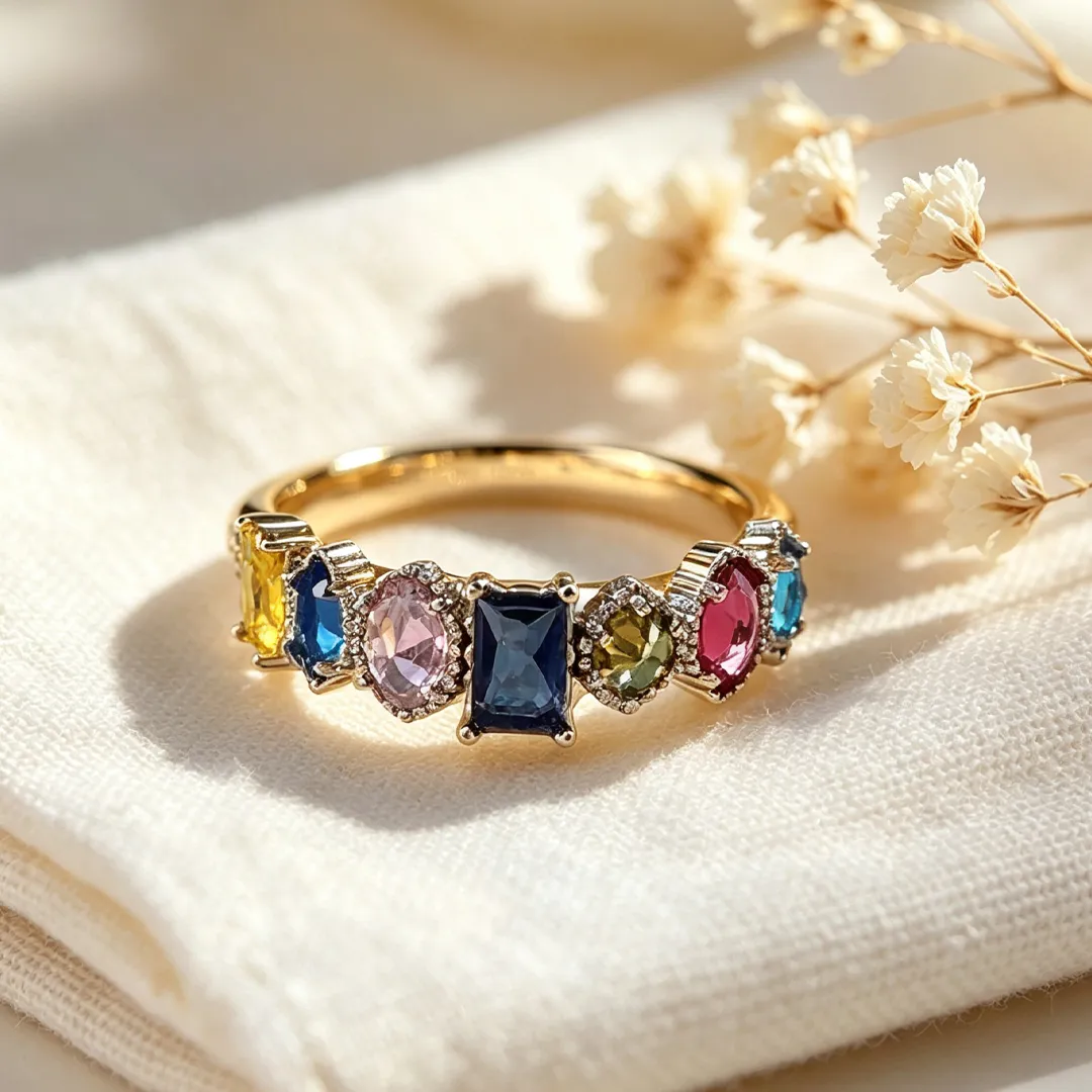 Personalized Multiple Stones Grandma & Mom Family Ring