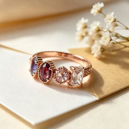 Personalized Multiple Stones Grandma & Mom Family Ring