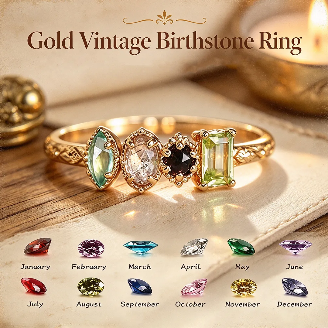 Personalized Multiple Stones Grandma & Mom Family Ring