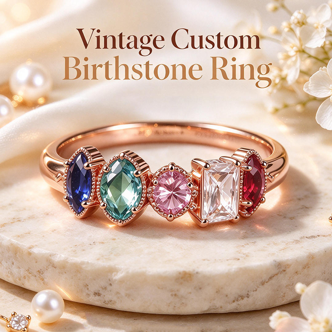 Personalized Multiple Stones Grandma & Mom Family Ring