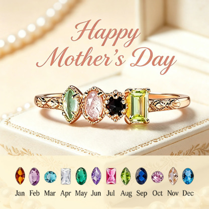 Personalized Multiple Stones Grandma & Mom Family Ring