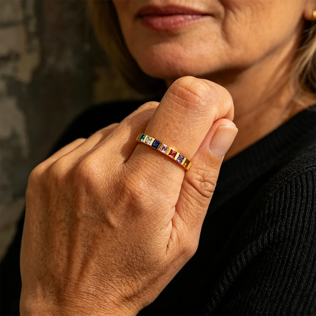 Classic Eternity Birthstone Band | Gold & Silver Options | Custom 1-6 Stones | Timeless Everyday Luxury