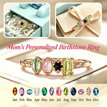 Personalized Multiple Stones Grandma & Mom Family Ring