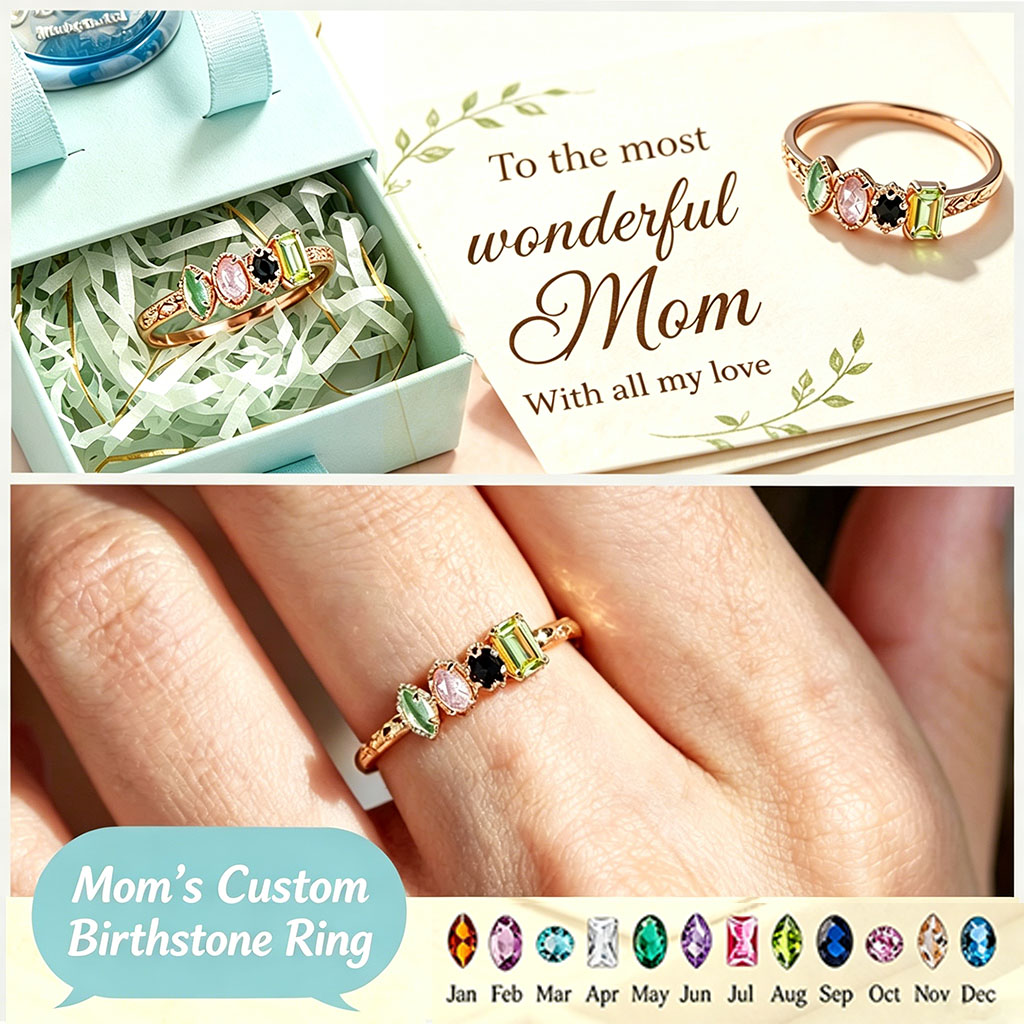 Personalized Multiple Stones Grandma & Mom Family Ring