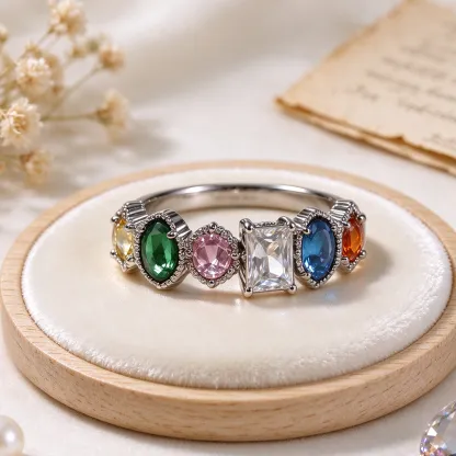 Personalized Multiple Stones Grandma & Mom Family Ring