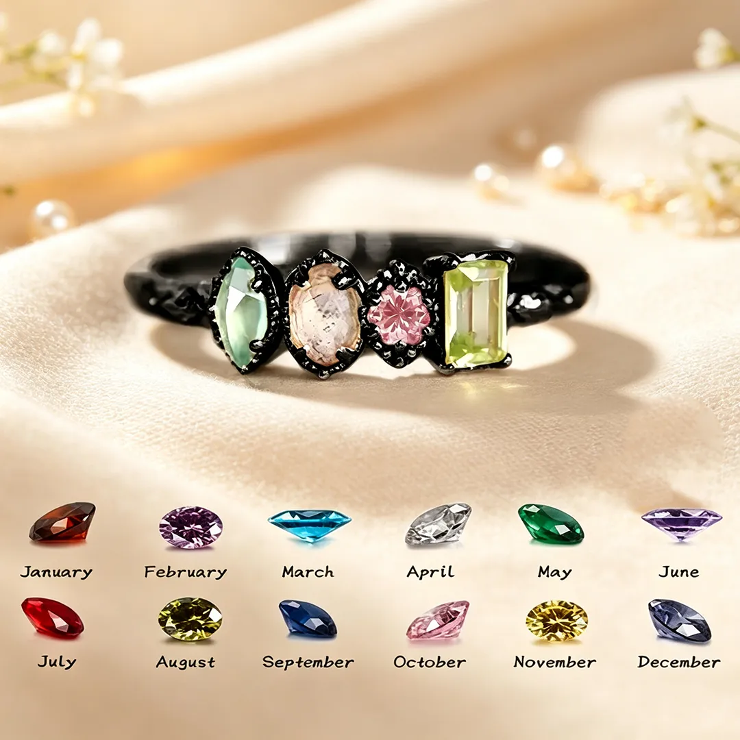 Personalized Multiple Stones Grandma & Mom Family Ring