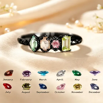 Personalized Multiple Stones Grandma & Mom Family Ring