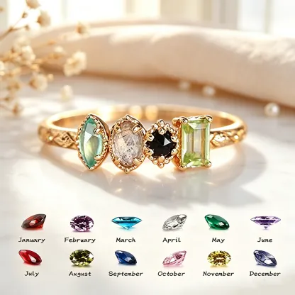 Personalized Multiple Stones Grandma & Mom Family Ring