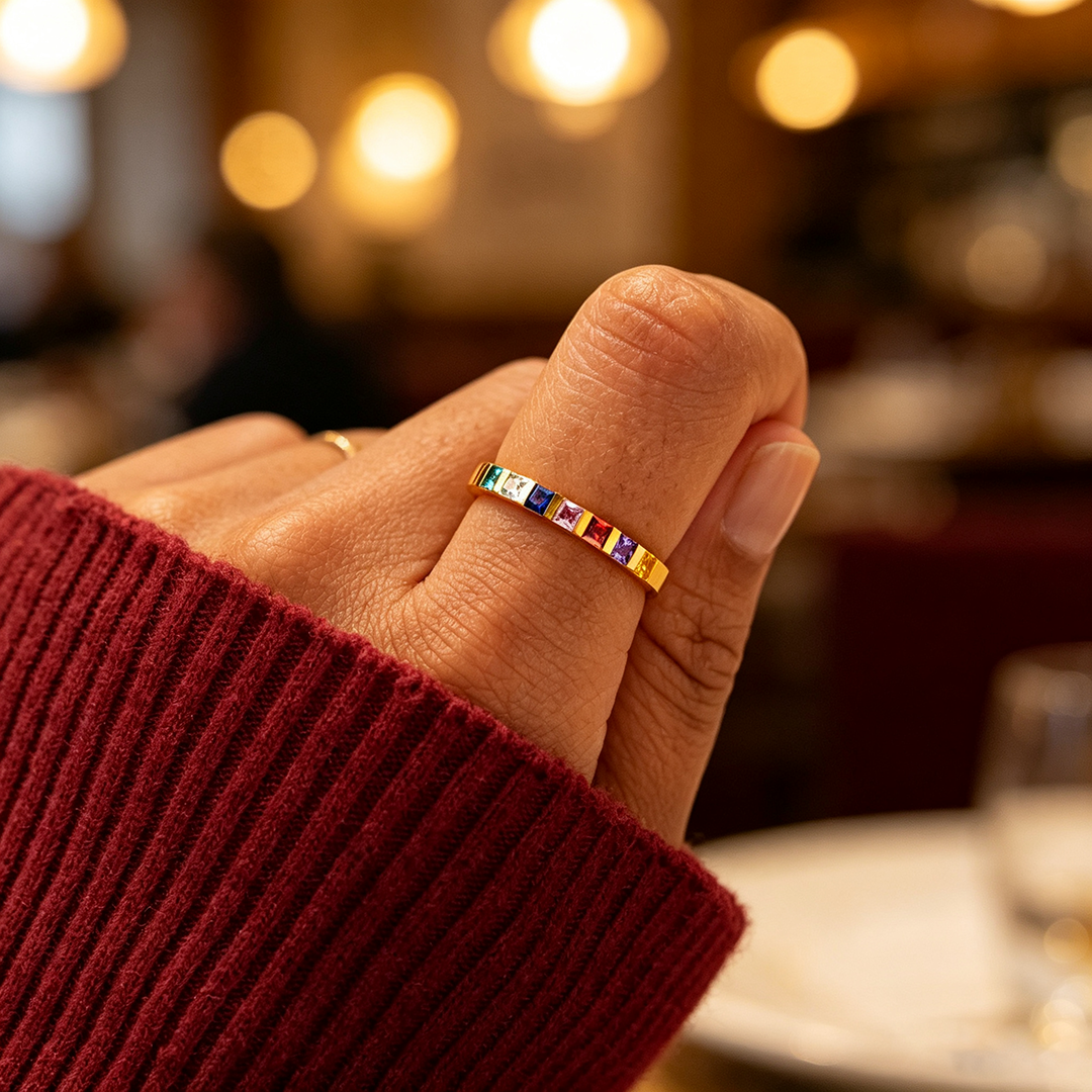 Classic Eternity Birthstone Band | Gold & Silver Options | Custom 1-6 Stones | Timeless Everyday Luxury