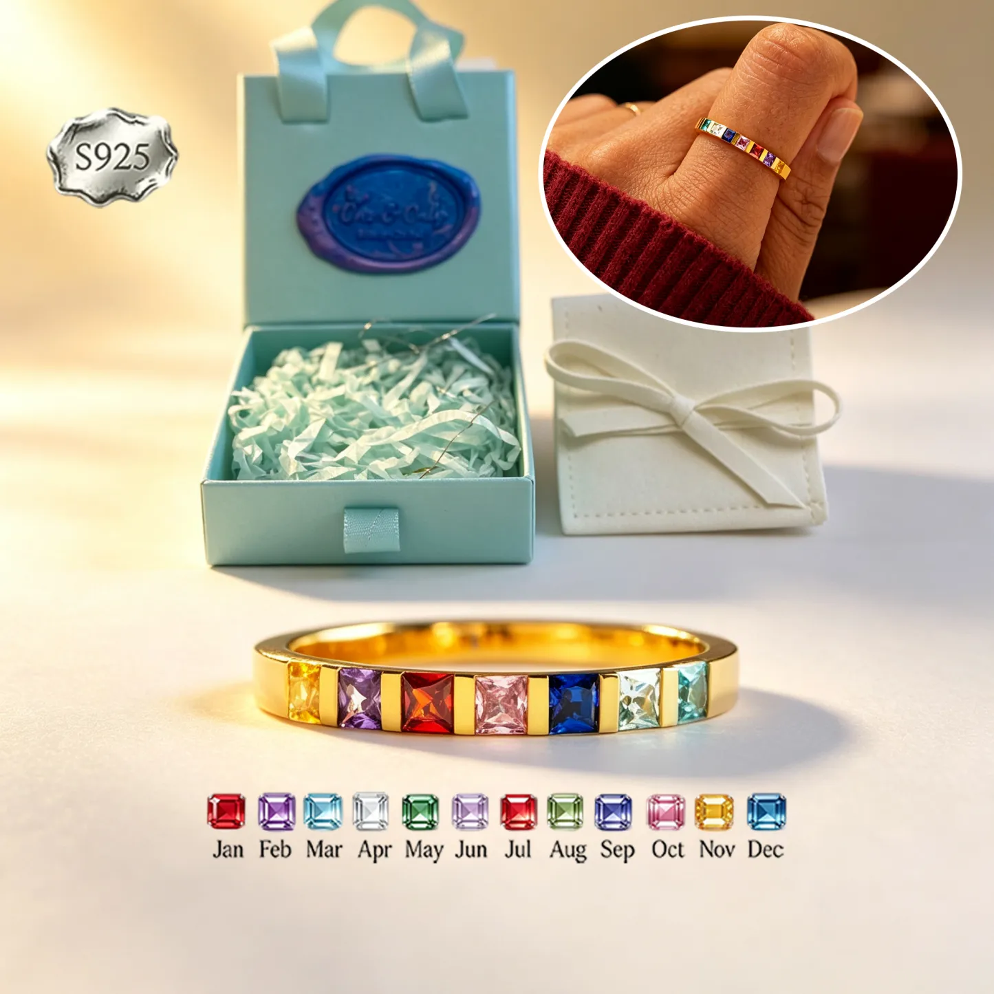 Classic Eternity Birthstone Band | Gold & Silver Options | Custom 1-6 Stones | Timeless Everyday Luxury